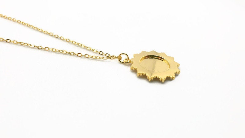 Gold Plated Sunburst Necklace: Rainbow Enamel Pendant