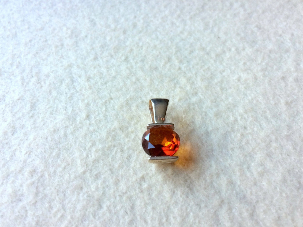 Cognac Baltic Amber Pendant – Faceted Amber Jewelry With Sterling Silver Pendant