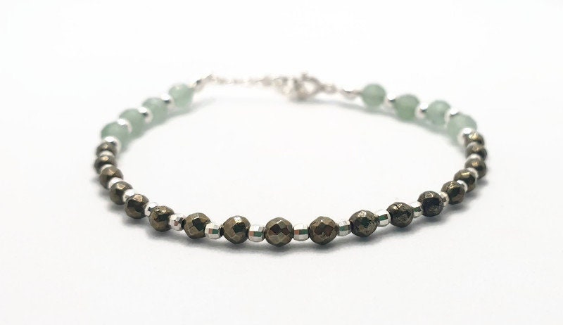 Aventurine Hematite Bracelet – Handcrafted Beaded Natural Gemstone Wrist Accessory
