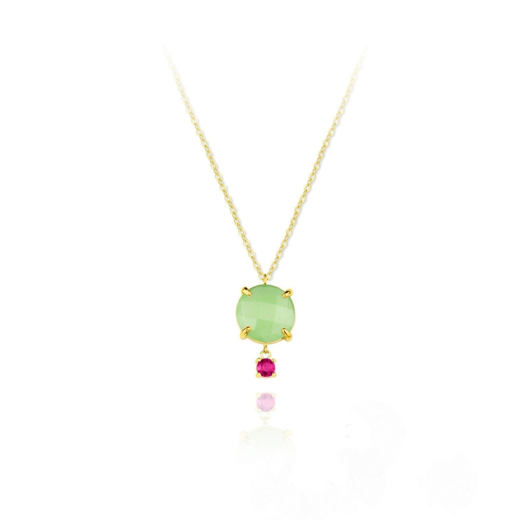 Chalcedony Gold Necklace – Green Chalcedony Pendant | Gold Plated Jewelry