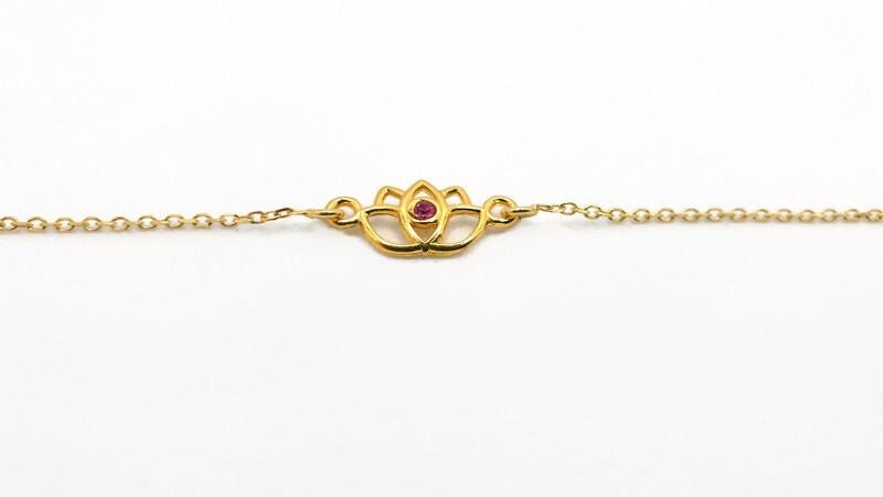 Sterling Silver Lotus Flower Bracelet: Yoga Jewelry with Cubic Zirconia