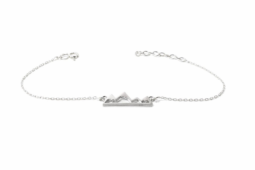 Mountain Peaks Bracelet - Sterling Silver Travel Inspired Link Charm Jewelry