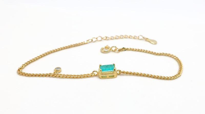Paraiba Tourmaline Bracelet – Natural Gemstone With Gold Plated Chain & Healing Crystal Jewelry