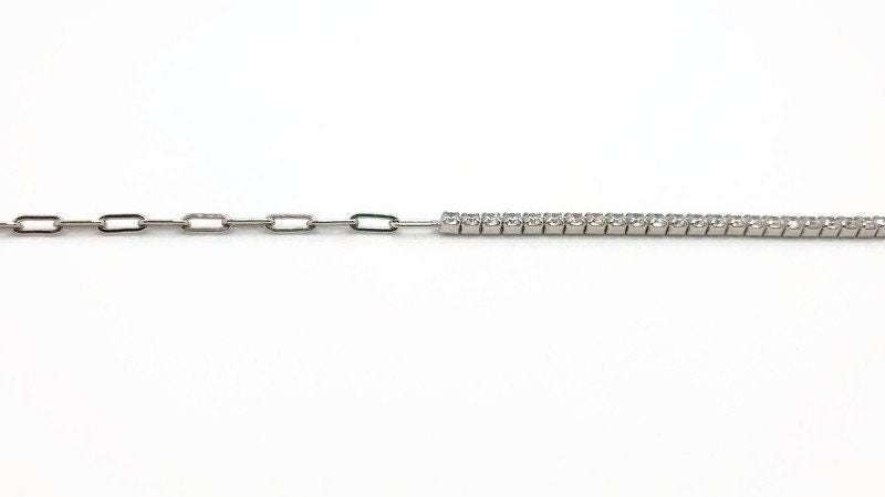 Sterling Silver Tennis Bracelet – Dainty Cubic Zirconia Bracelet, Rhodium Coated