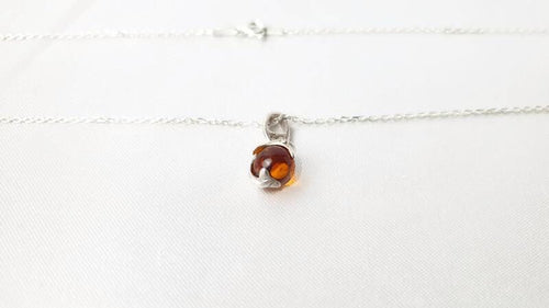 Amber Dolphin Pendant – Baltic Amber Jewelry with Honey Cognac Bead & Sterling Silver Necklace