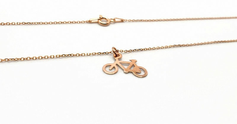 Rose Gold Bike Necklace – 18K Rose Gold Plated Silver Bike Pendant Charm