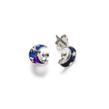 Enamel Cat Moon Sterling Silver Stud Earrings: Celestial Jewelry