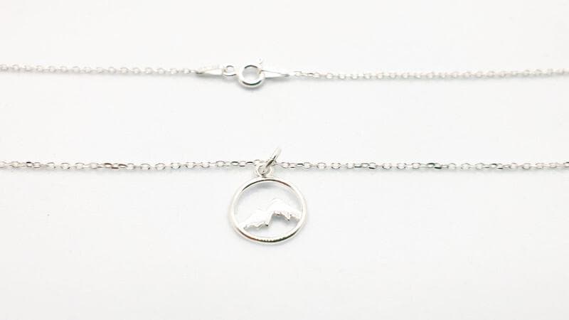 Mountain Necklace Silver - Minimalist Mountain Jewelry Pendant on Cable Chain