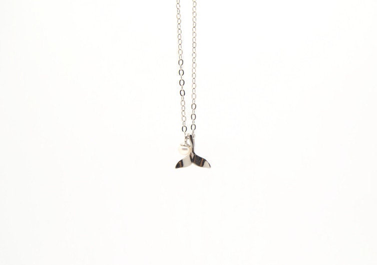 Whale Tail Necklace – Sterling Silver Or Gold Plated Pearl Jewelry With Tiny Pendant
