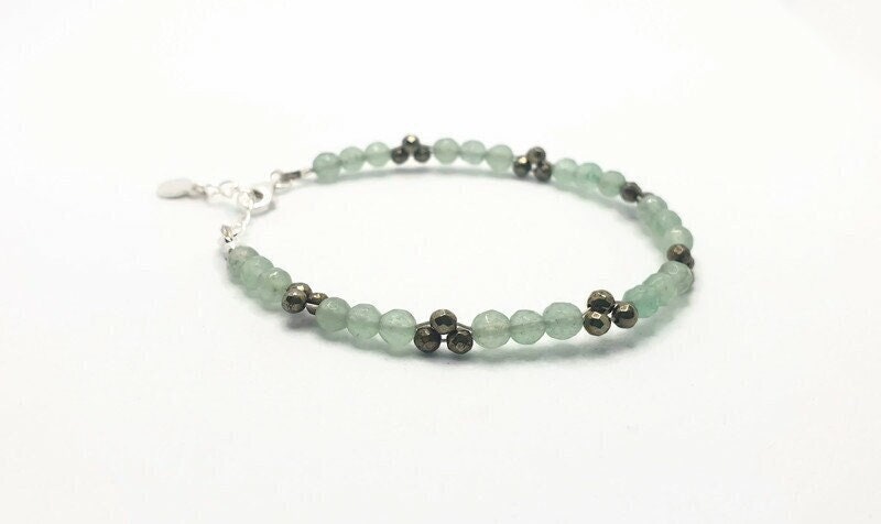 Aventurine Hematite Bracelet – Handcrafted Adjustable Gemstone Beaded Jewelry