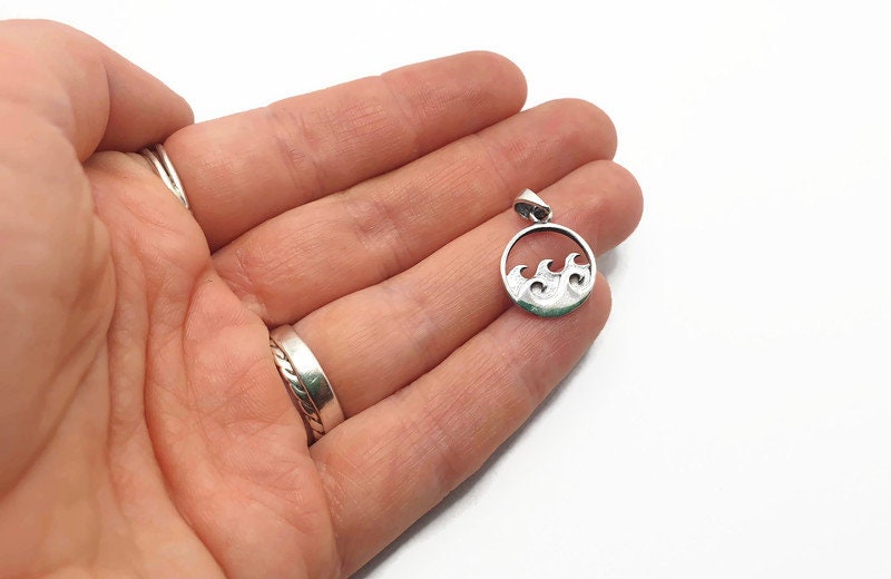 Silver Wave Necklace – Sterling Silver Pendant With Nautical Jewelry Charm