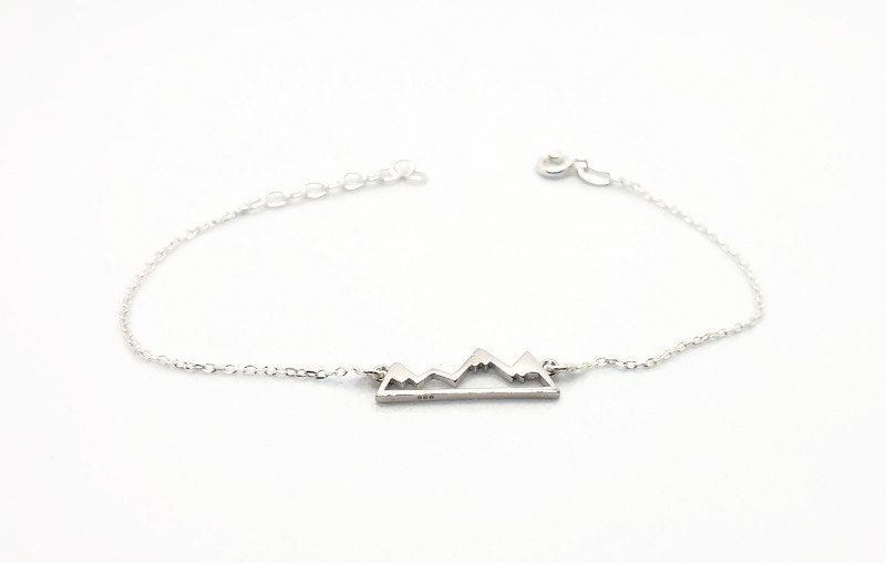 Mountain Peaks Bracelet - Sterling Silver Travel Inspired Link Charm Jewelry