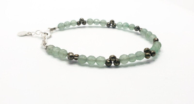 Aventurine Hematite Bracelet – Handcrafted Adjustable Gemstone Beaded Jewelry