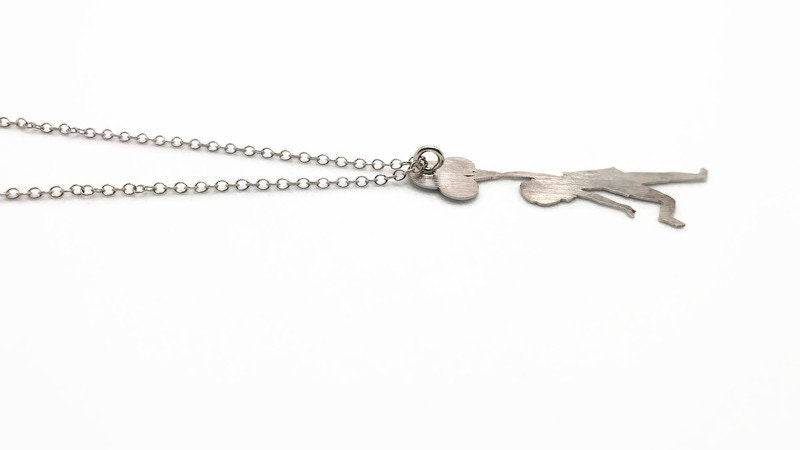 Sterling Silver Necklace – Banksy Art Pendant With Girl Balloons Charm
