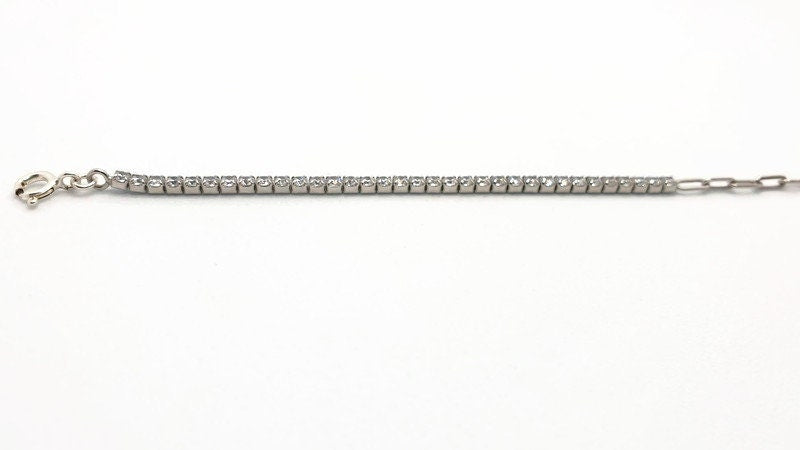 Sterling Silver Tennis Bracelet – Dainty Cubic Zirconia Bracelet, Rhodium Coated