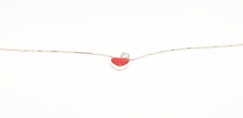Romantic Heart Enamel Red Pendant Necklace in Sterling Silver, Love Friendship Heart Pendant, Silver Jewelry