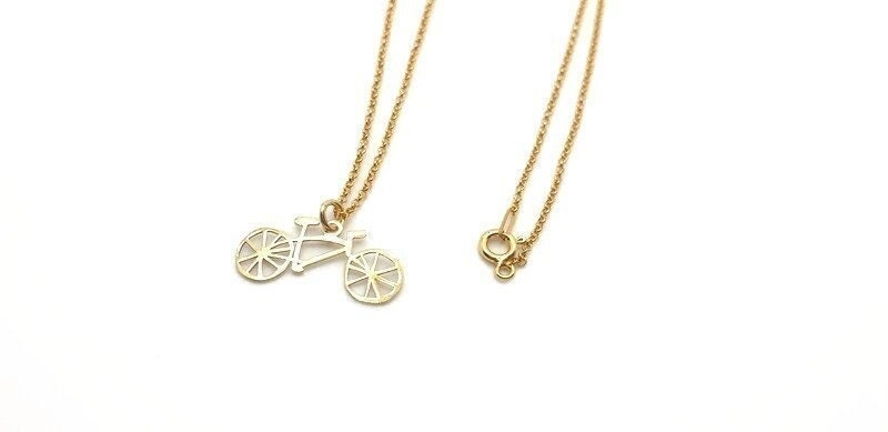 Gold Plated Bike Necklace – Minimalist Cycling Charm Pendant for Adventurers