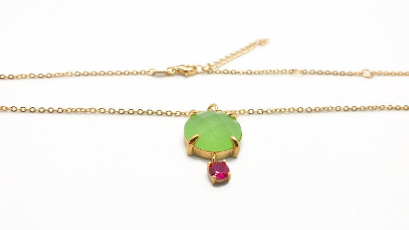 Chalcedony Gold Necklace – Green Chalcedony Pendant | Gold Plated Jewelry