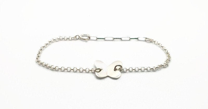 Sterling Silver Bracelet – Adjustable Butterfly Charm | Rolo Chain Jewelry