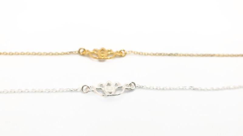 Sterling Silver Lotus Flower Bracelet: Yoga Jewelry with Cubic Zirconia
