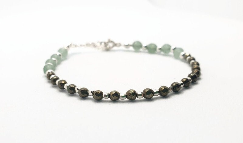 Aventurine Hematite Bracelet – Handcrafted Beaded Natural Gemstone Wrist Accessory