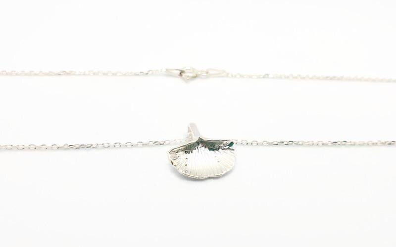 Ginkgo Leaf Necklace - Sterling Silver Pendant, Lucky Charm Jewelry Gift