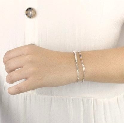 Sterling Silver Tennis Bracelet – Dainty Cubic Zirconia Bracelet, Rhodium Coated