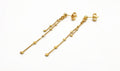 Gold Plated Silver Dangle Chain Earrings: Elegant Long Chain Ball Studs