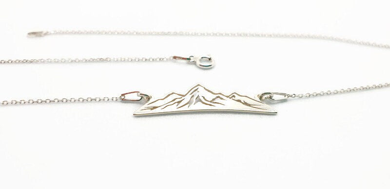 Mountain Peaks Necklace - Sterling Silver Pendant With Rolo Chain | Travel Inspired Jewelry