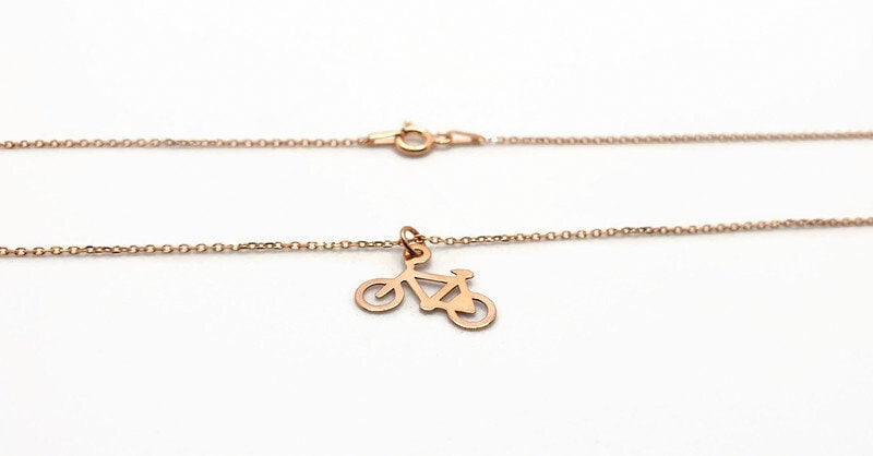 Rose Gold Bike Necklace – 18K Rose Gold Plated Silver Bike Pendant Charm