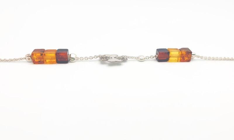 Baltic Amber Bracelet – Sterling Silver Adjustable Four Leaf Clover Jewelry