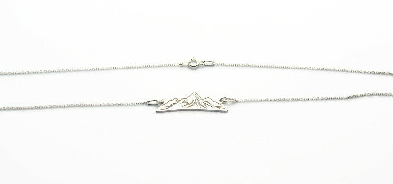 Mountain Peaks Necklace - Sterling Silver Pendant With Rolo Chain | Travel Inspired Jewelry