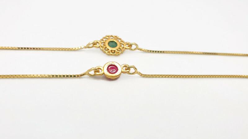 Aventurine Gemstone Bracelet – Gold Plated Chain With Pink Agate Bead