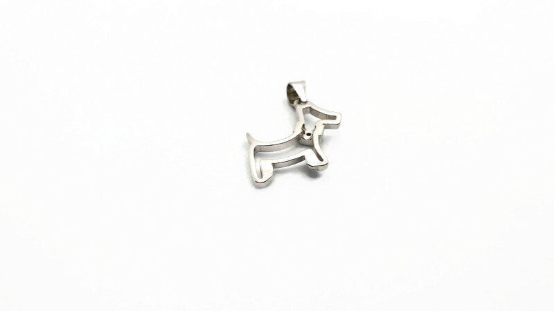 Sterling Silver Dog Pendant – Minimalist Zircon Dog Charm Necklace