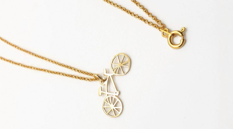 Gold Plated Bike Necklace – Minimalist Cycling Charm Pendant for Adventurers