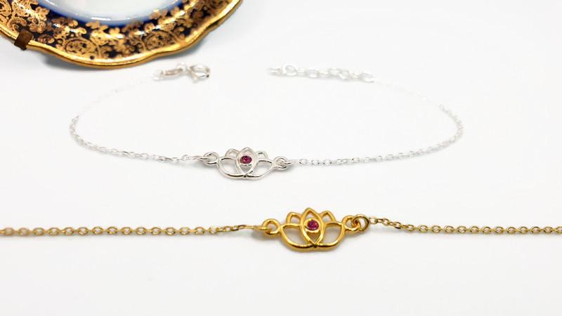 Sterling Silver Lotus Flower Bracelet: Yoga Jewelry with Cubic Zirconia
