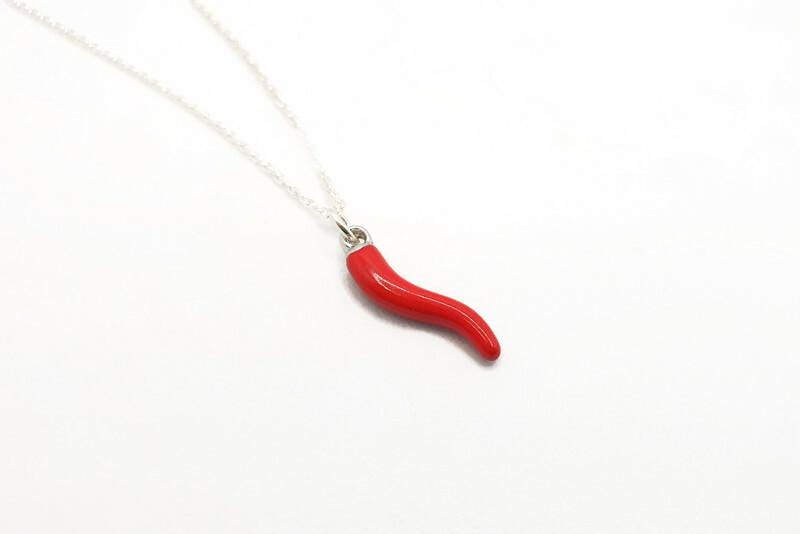 Chili Pepper Necklace – Sterling Silver Cable Chain With Red Enamel Pendant