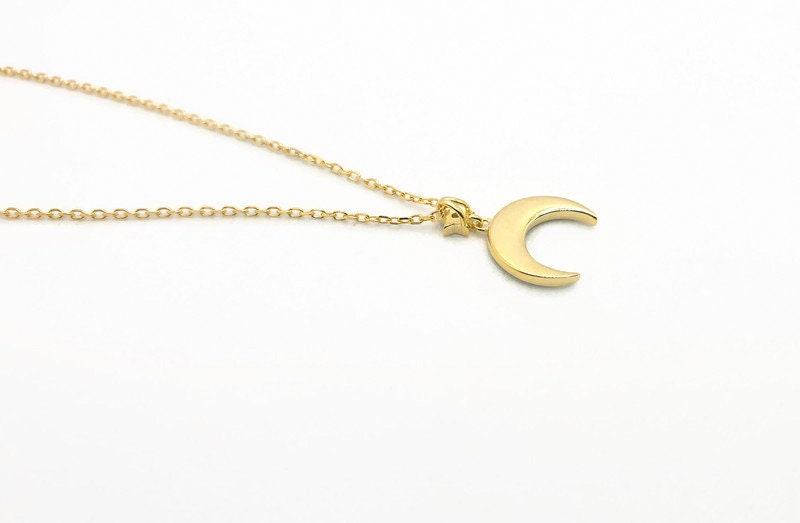Gold Crescent Moon Necklace: Mother of Pearl Moon and Star Pendant