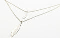 Boho Feather Necklace – Two Strand Double Chain Silver Pendant | Tribal Style Jewelry