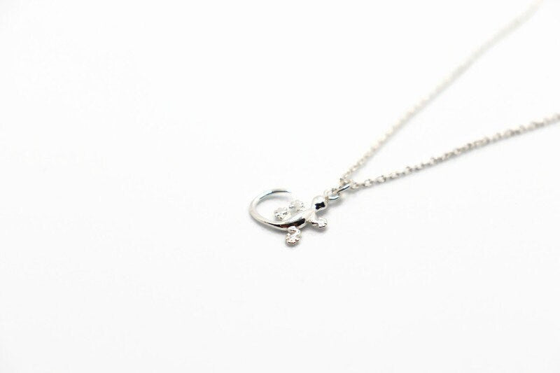 Sterling Silver Necklace | Gecko Silver Jewelry With Lizard Charm Pendant