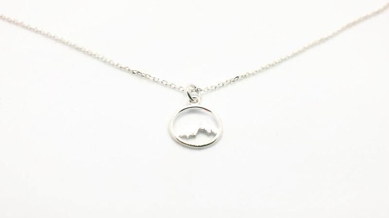 Mountain Necklace Silver - Minimalist Mountain Jewelry Pendant on Cable Chain