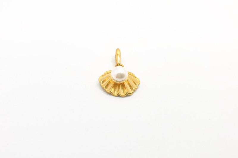 Seashell Pendant Necklace – Gold Plated Silver Chain with Cultured Pearl Jewelry