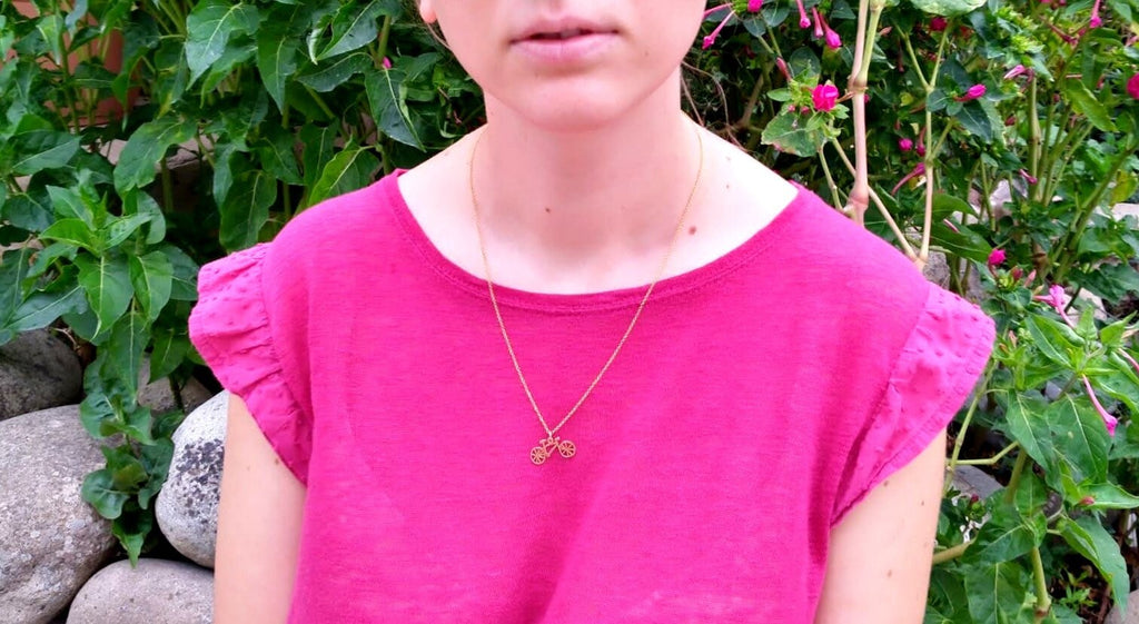 Gold Plated Bike Necklace – Minimalist Cycling Charm Pendant for Adventurers