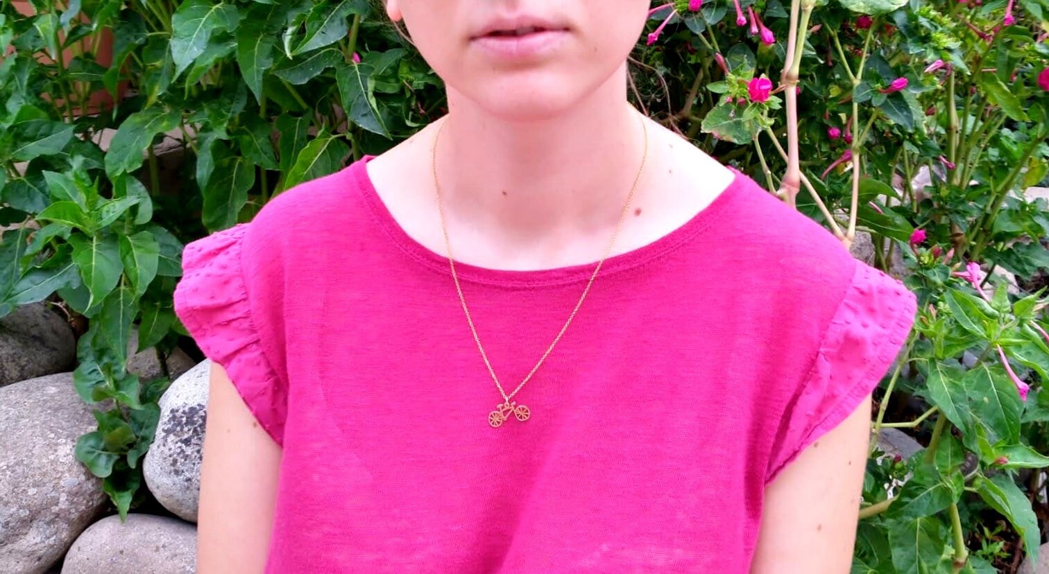 Gold Plated Bike Necklace – Minimalist Cycling Charm Pendant for Adventurers