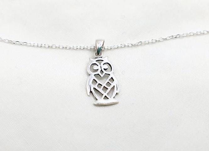 925 Sterling Silver Owl bird necklace, Wisdom Pendant Necklace, Forest Inspired Jewelry