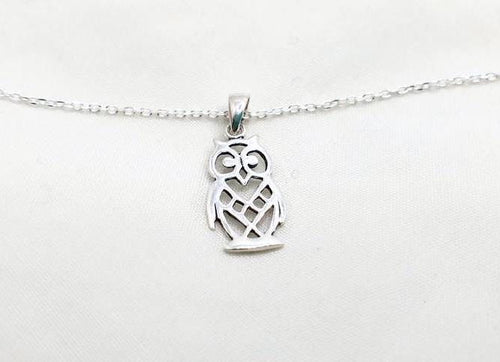 925 Sterling Silver Owl bird necklace, Wisdom Pendant Necklace, Forest Inspired Jewelry