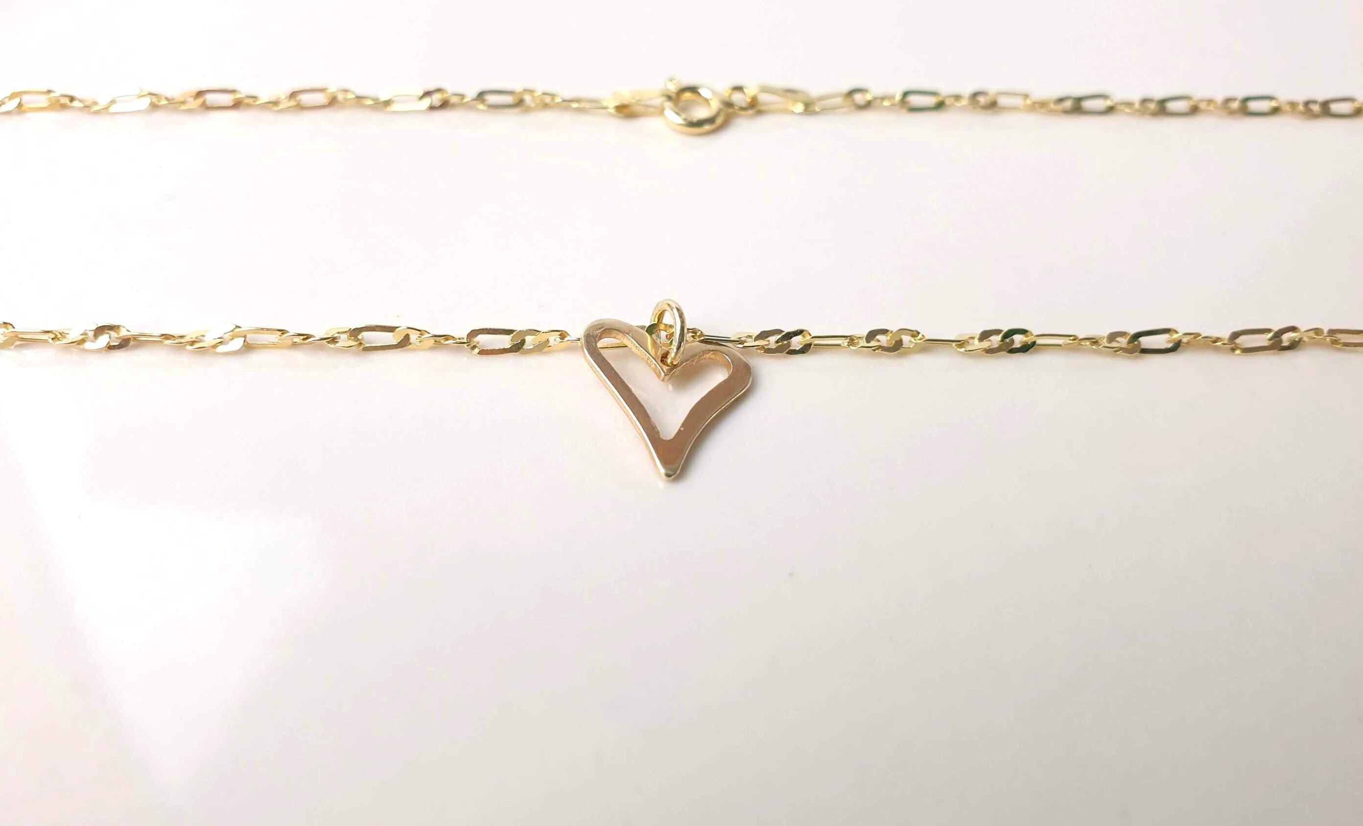 Heart Gold Plated Silver Pendanr Necklace, Delicate Romantic love Gift for Her