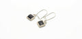 Baltic Amber Earrings - Sterling Silver Square Dangle Earrings Cognac & Green