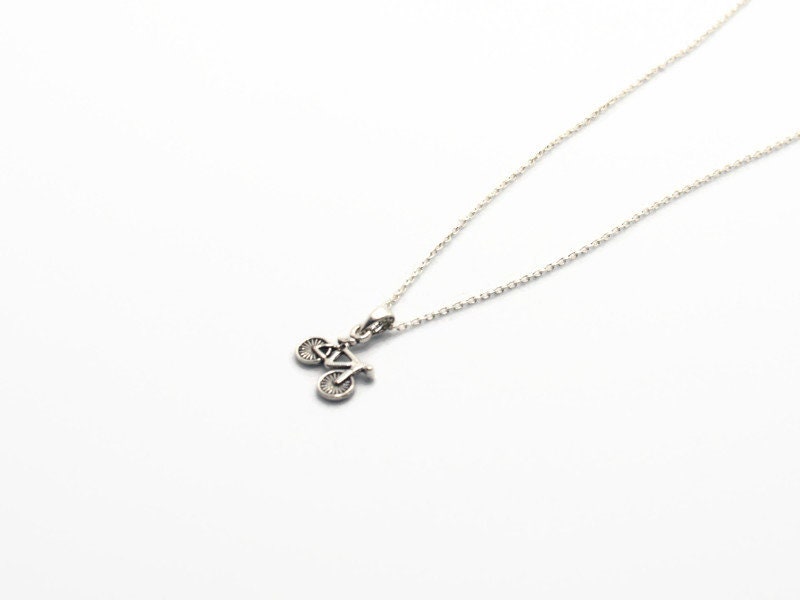 Bike Necklace Silver | Dainty Layered Necklace With Bicycle Charm Pendant & Cycling Jewelry Gift