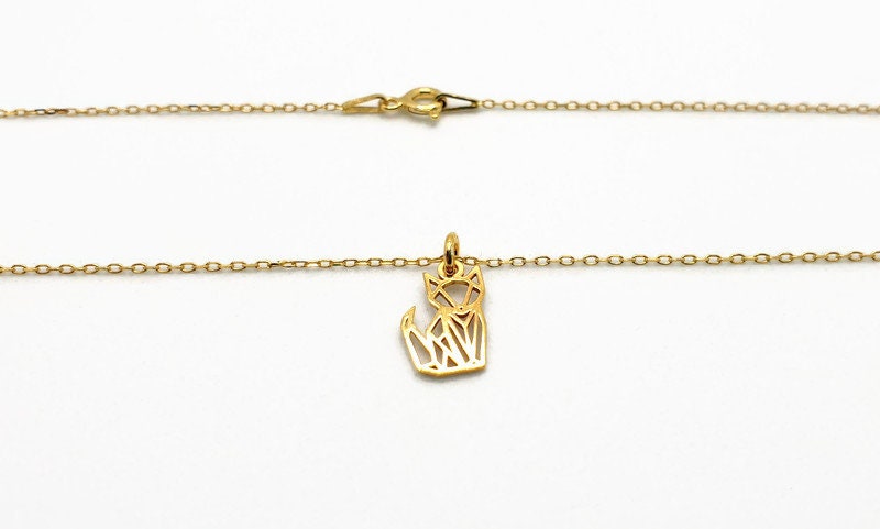 Origami Fox Necklace – Sterling Silver & 18K Gold Plated Pendant Jewelry